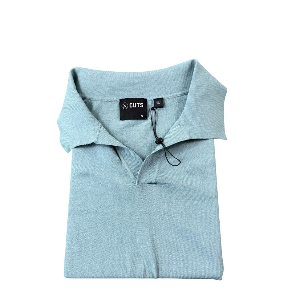 CUTS Blue Cotton Polyester Knit Buttonless Mens Polo Shirt Size XL NWOT